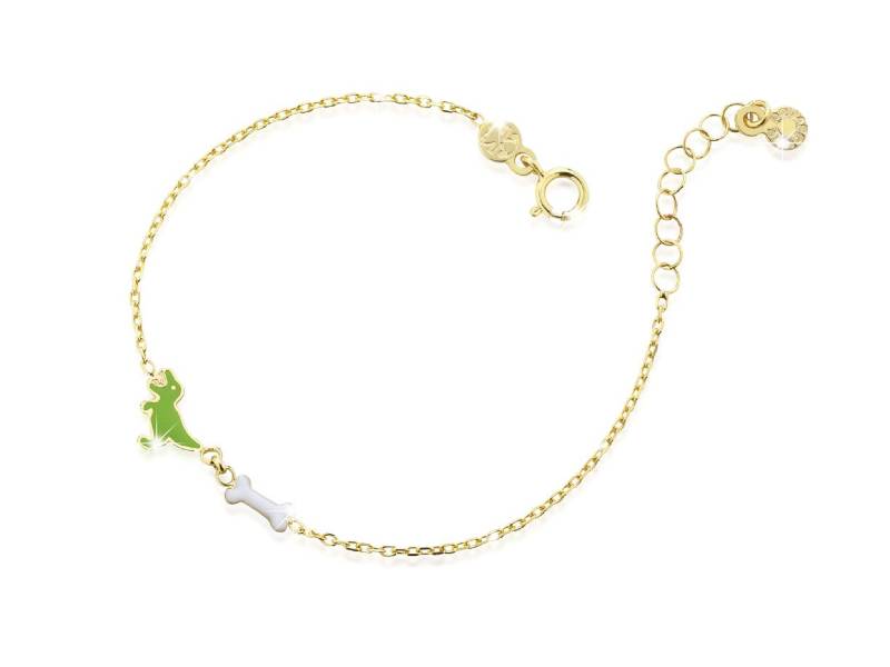 BRACELET IN YELLOW GOLD 9KT WITH DINOSAUR AND BONE, COLOURED ENAMEL PRIMEGIOIE LE BEBE' PMG071